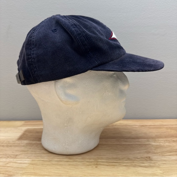 Vintage Tommy Hilfiger Surf Blue Corduroy Hat Embroidered Logo Leather Strapback - Picture 5 of 16